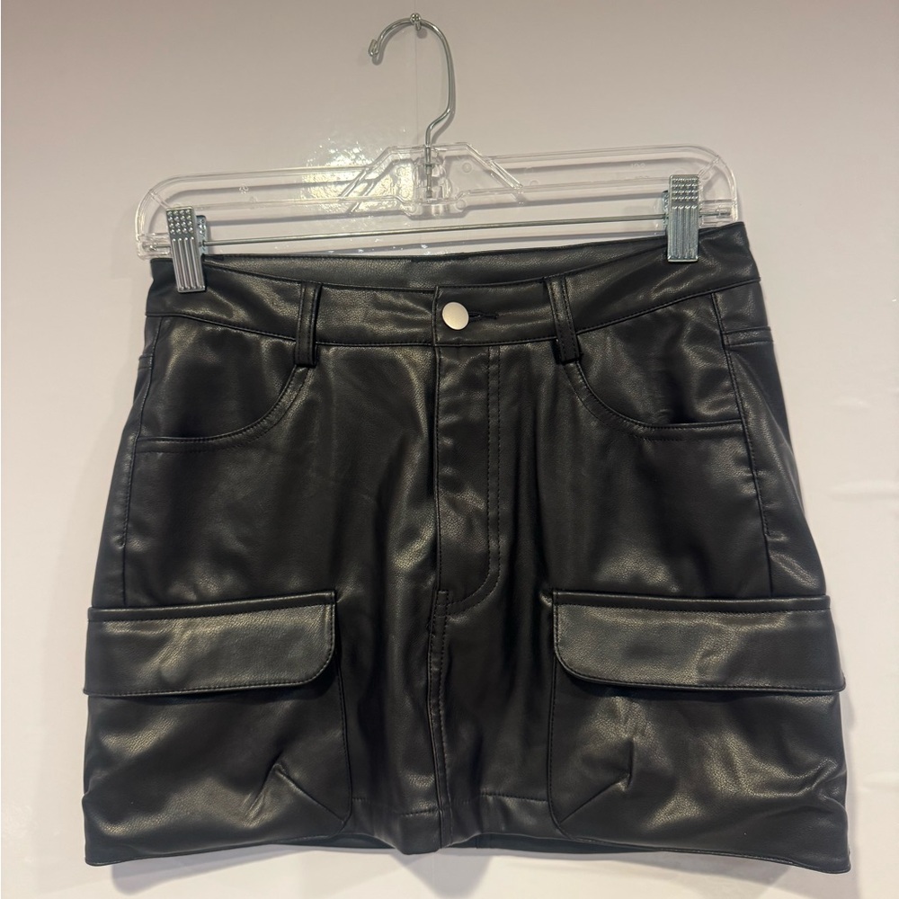 Altar'd State Black Faux Leather Skirt